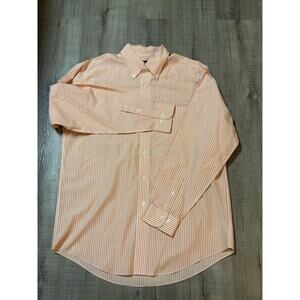 Brooks Brothers 346 Men's Orange Stripe Long Sleeve Button Down Shirt Sz M